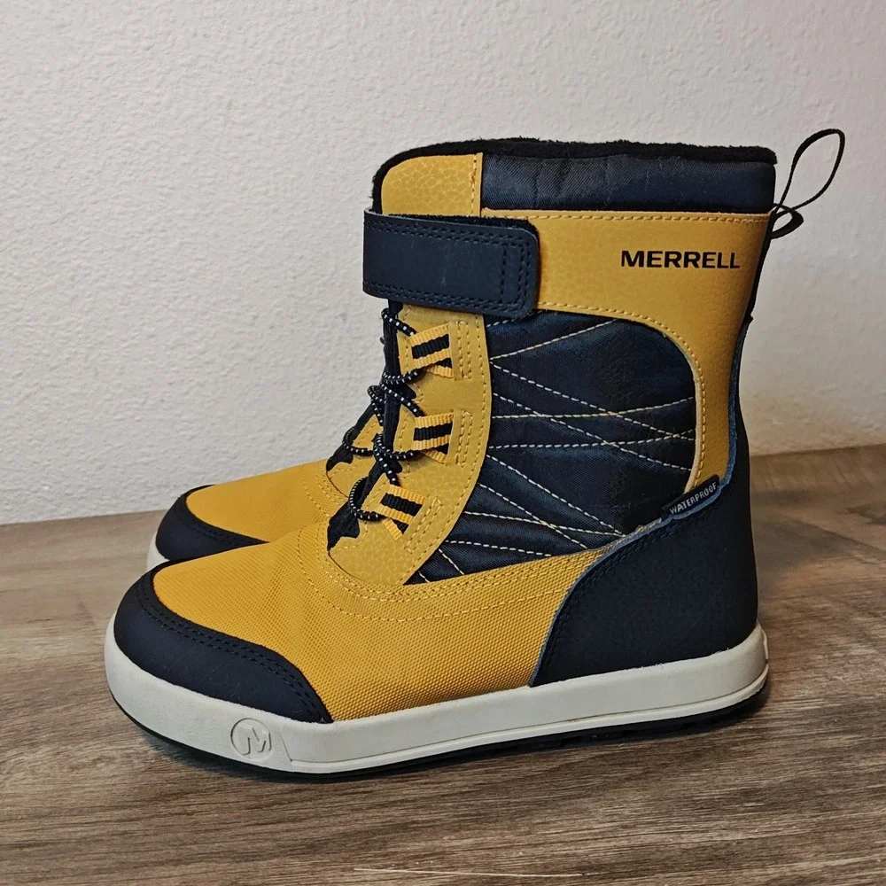 Merrell Snow Quest‎ Lite 3.0 Kids Size 1 Yellow Black Waterproof Winter Boots